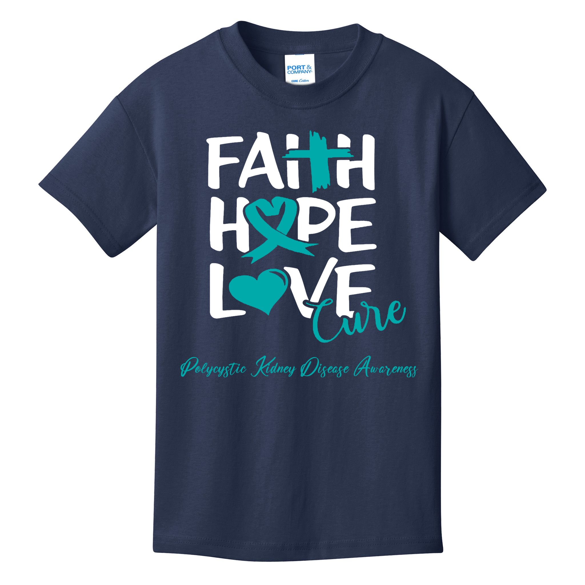 Faith Hope Love Polycystic Kidney Disease Awareness Kids T-Shirt