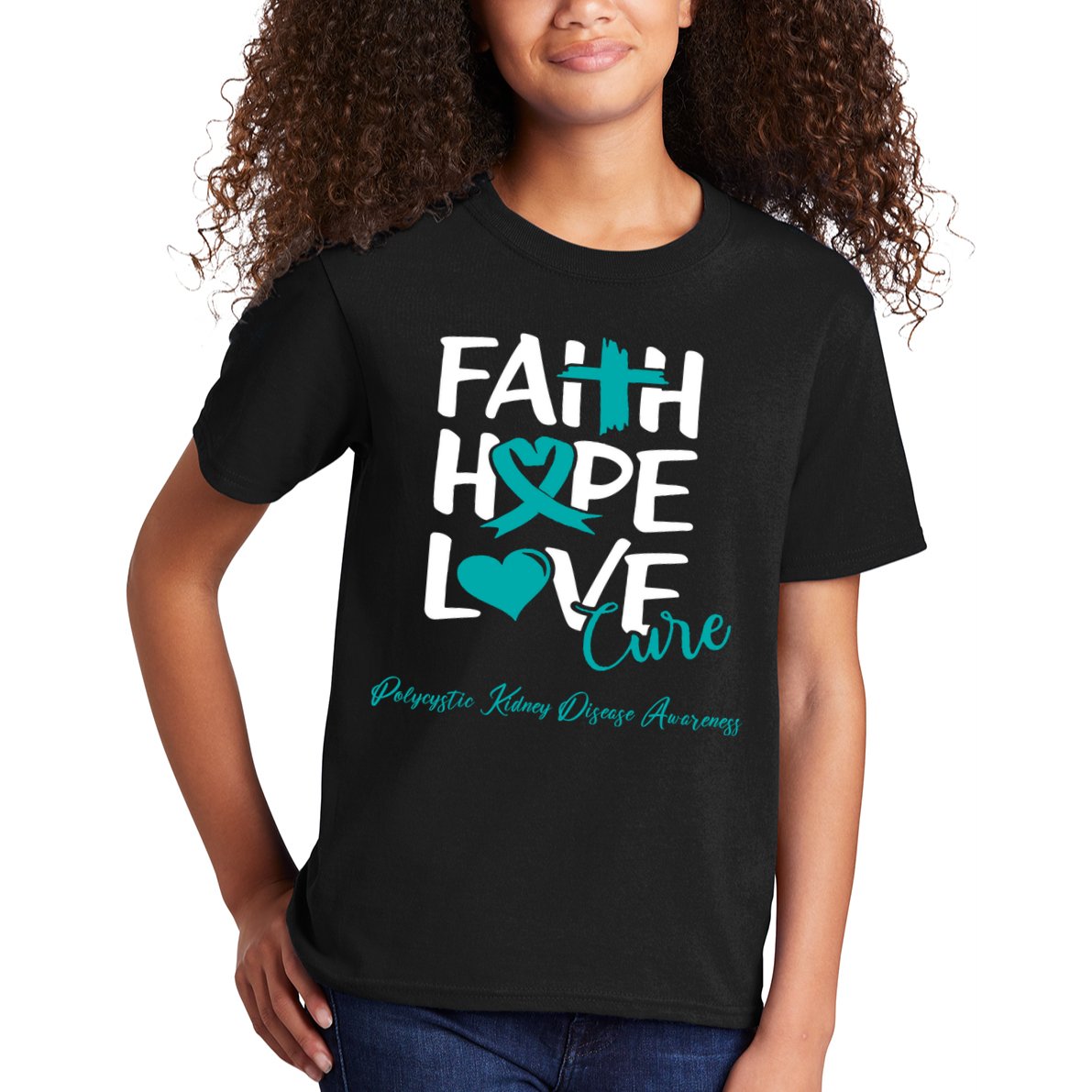 Faith Hope Love Polycystic Kidney Disease Awareness Kids T-Shirt