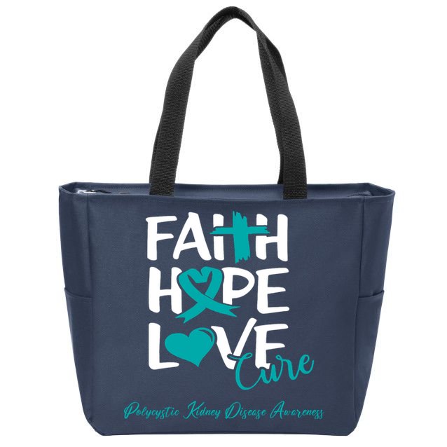 Faith Hope Love Polycystic Kidney Disease Awareness Zip Tote Bag