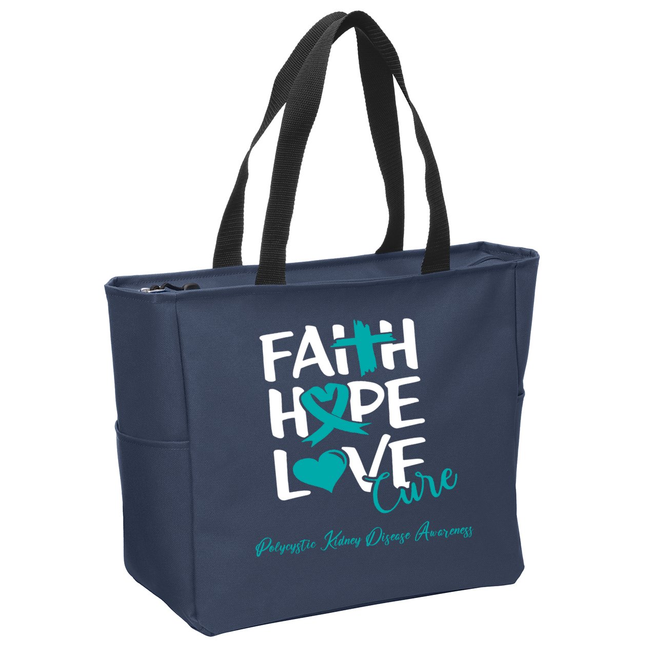 Faith Hope Love Polycystic Kidney Disease Awareness Zip Tote Bag