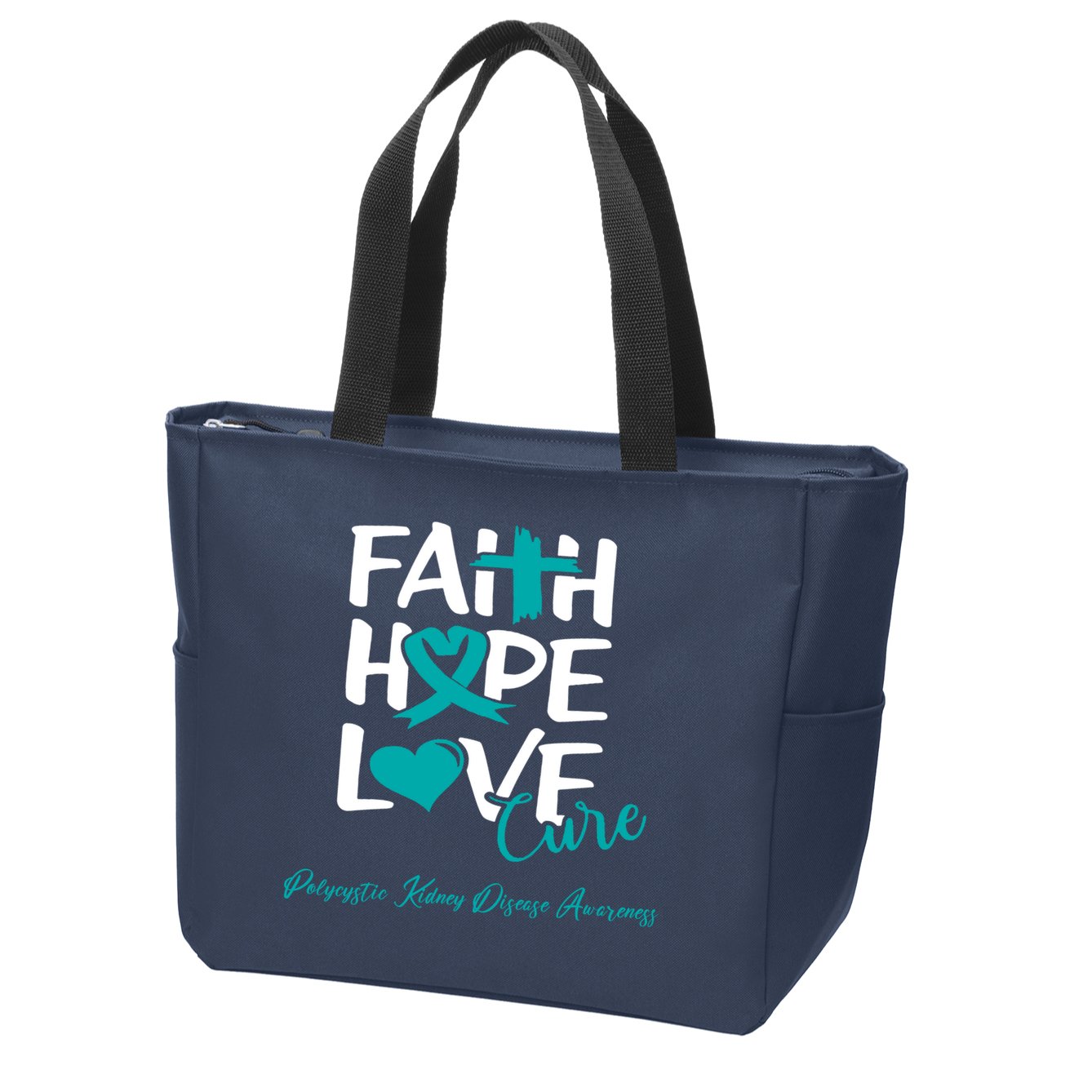 Faith Hope Love Polycystic Kidney Disease Awareness Zip Tote Bag