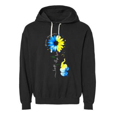 Faith Hope Love Awareness Down'S Syndrome The Blue Elephant Garment-Dyed Fleece Hoodie