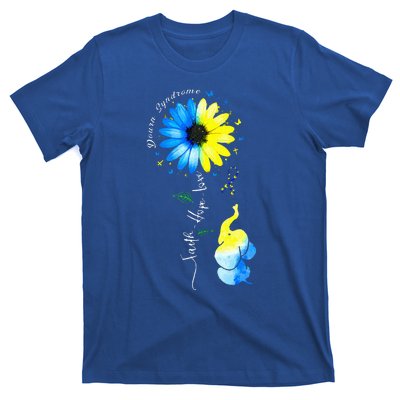 Faith Hope Love Awareness Down'S Syndrome The Blue Elephant T-Shirt