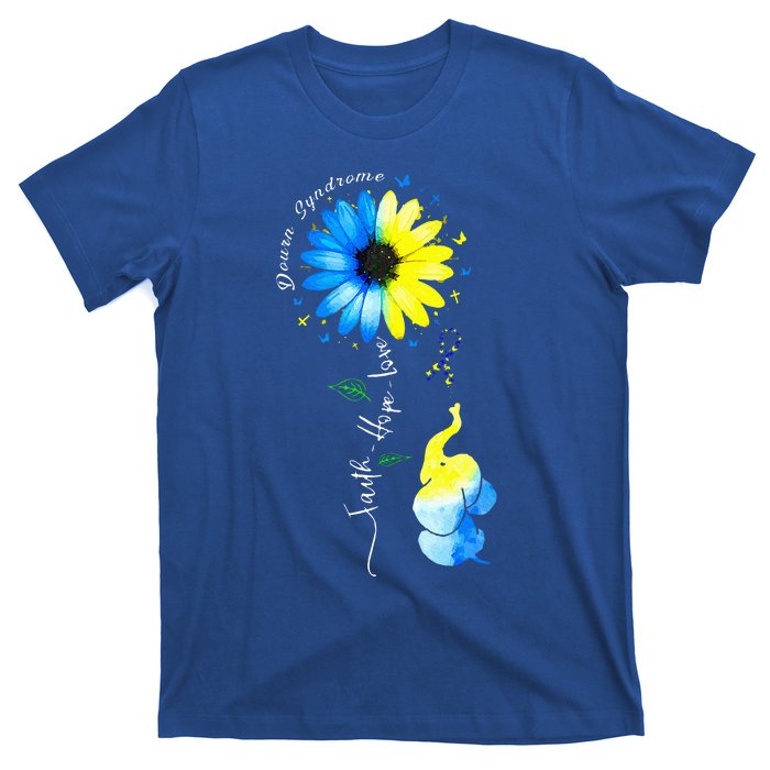 Faith Hope Love Awareness Down'S Syndrome The Blue Elephant T-Shirt