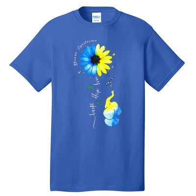 Faith Hope Love Awareness Down'S Syndrome The Blue Elephant Tall T-Shirt