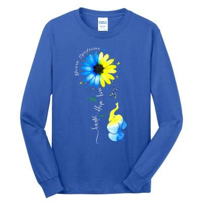 Faith Hope Love Awareness Down'S Syndrome The Blue Elephant Tall Long Sleeve T-Shirt