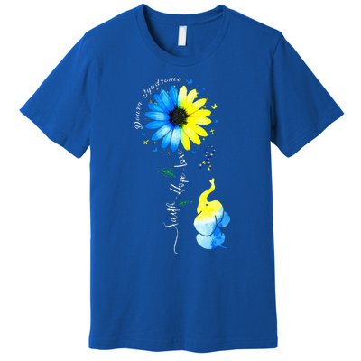 Faith Hope Love Awareness Down'S Syndrome The Blue Elephant Premium T-Shirt