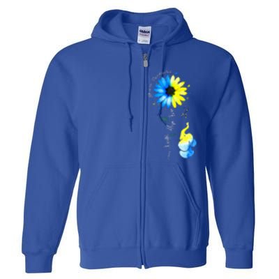 Faith Hope Love Awareness Down'S Syndrome The Blue Elephant Full Zip Hoodie