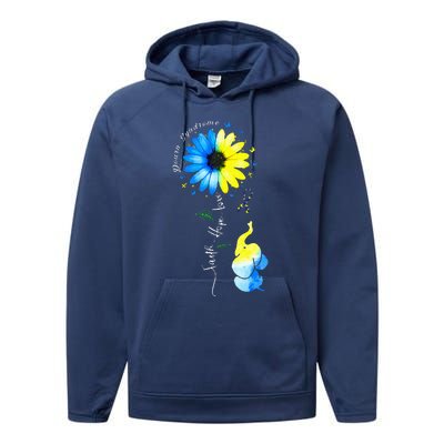 Faith Hope Love Awareness Down'S Syndrome The Blue Elephant Performance Fleece Hoodie