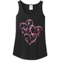 Faith Hope Love Pink Ribbon Breast Cancer Awareness Heart Ladies Essential Tank