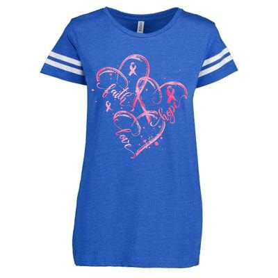 Faith Hope Love Pink Ribbon Breast Cancer Awareness Heart Enza Ladies Jersey Football T-Shirt