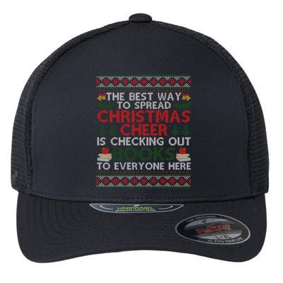 Funny Holiday Librarian Christmas Cheer Ugly Sweater Flexfit Unipanel Trucker Cap