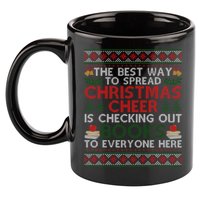 Funny Holiday Librarian Christmas Cheer Ugly Sweater 11oz C Handle Ceramic Mug