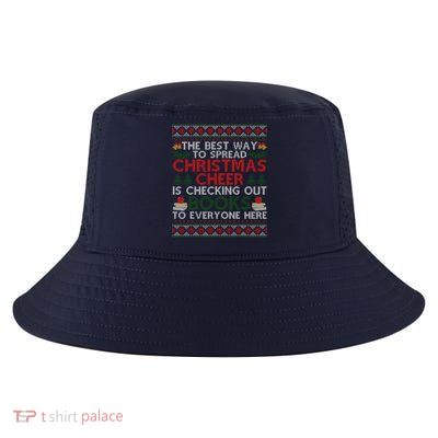 Funny Holiday Librarian Christmas Cheer Ugly Sweater Cool Comfort Performance Bucket Hat