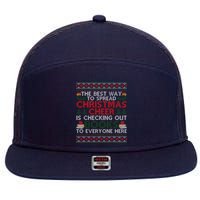 Funny Holiday Librarian Christmas Cheer Ugly Sweater 7 Panel Mesh Trucker Snapback Hat