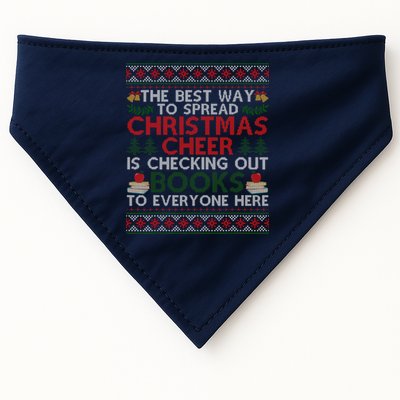 Funny Holiday Librarian Christmas Cheer Ugly Sweater USA-Made Doggie Bandana