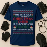 Funny Holiday Librarian Christmas Cheer Ugly Sweater Performance Shirt