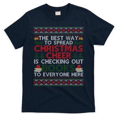 Funny Holiday Librarian Christmas Cheer Ugly Sweater T-Shirt