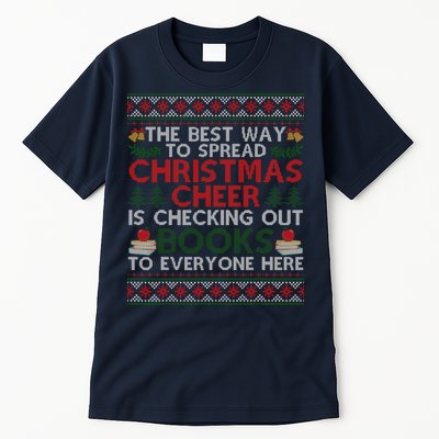 Funny Holiday Librarian Christmas Cheer Ugly Sweater Tall T-Shirt