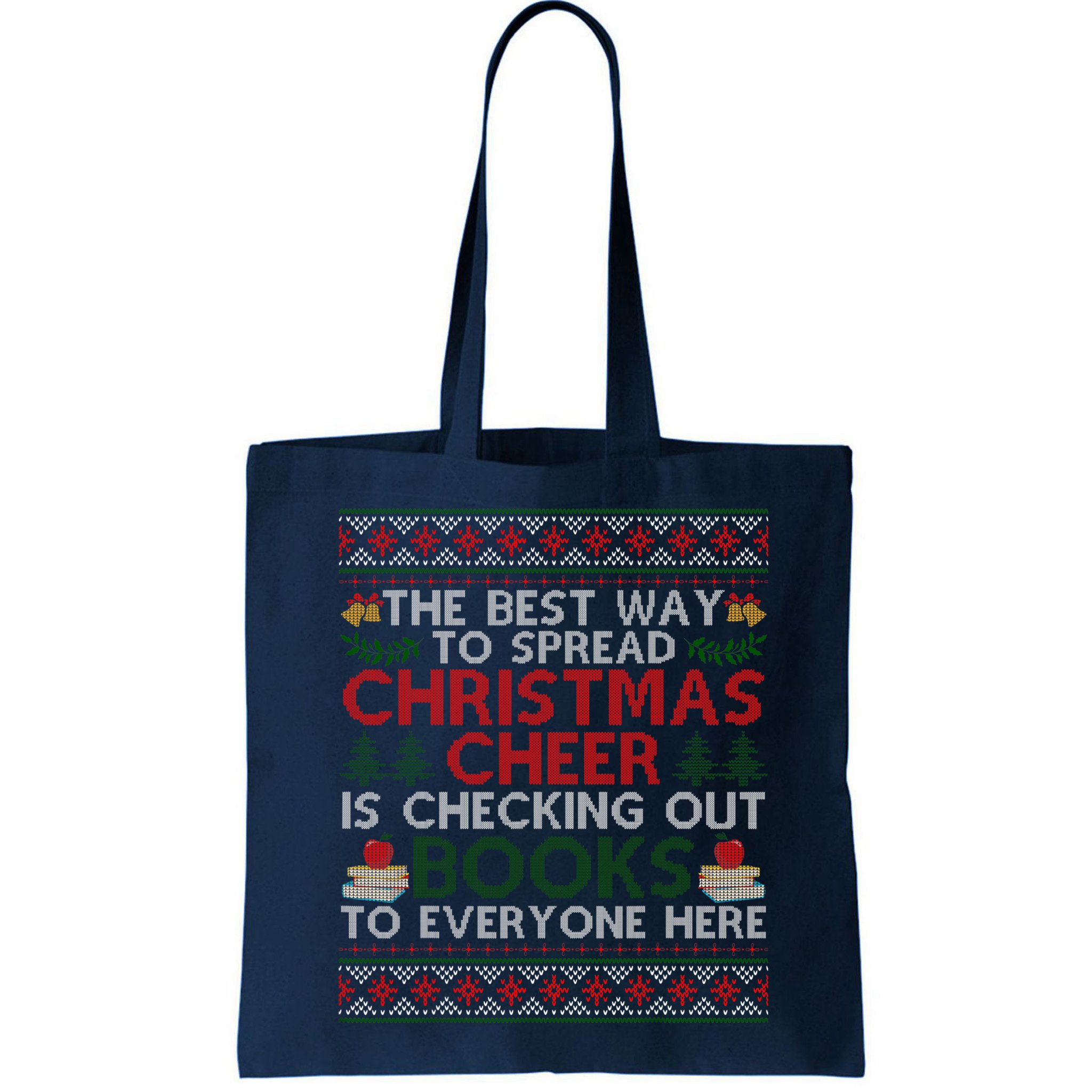 Funny Holiday Librarian Christmas Cheer Ugly Sweater Bag