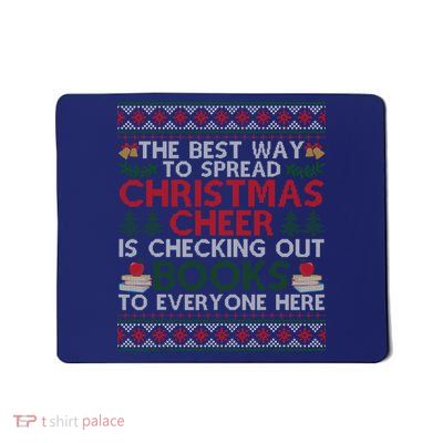 Funny Holiday Librarian Christmas Cheer Ugly Sweater Mousepad