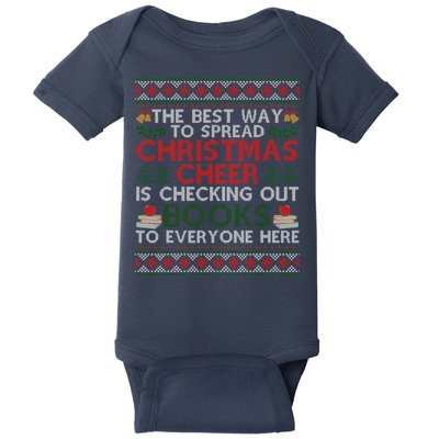 Funny Holiday Librarian Christmas Cheer Ugly Sweater Baby Bodysuit