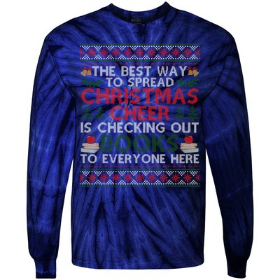 Funny Holiday Librarian Christmas Cheer Ugly Sweater Tie-Dye Long Sleeve Shirt