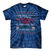 Funny Holiday Librarian Christmas Cheer Ugly Sweater Tie-Dye T-Shirt