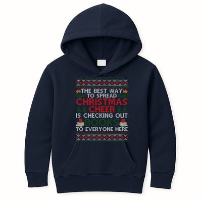 Funny Holiday Librarian Christmas Cheer Ugly Sweater Kids Hoodie