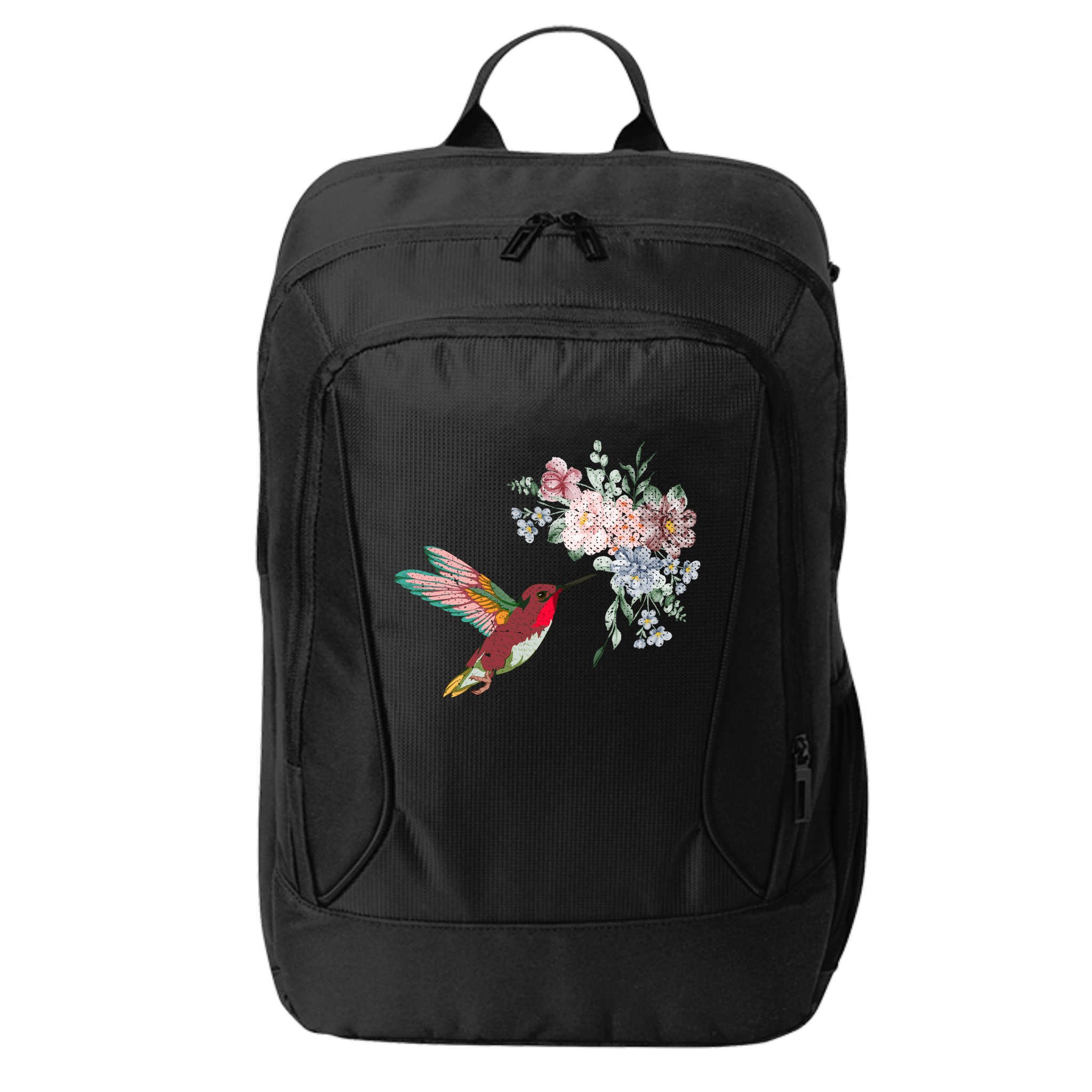 Flowers Hummingbird Lover Vintage Nature Hummingbird Gift City Backpack