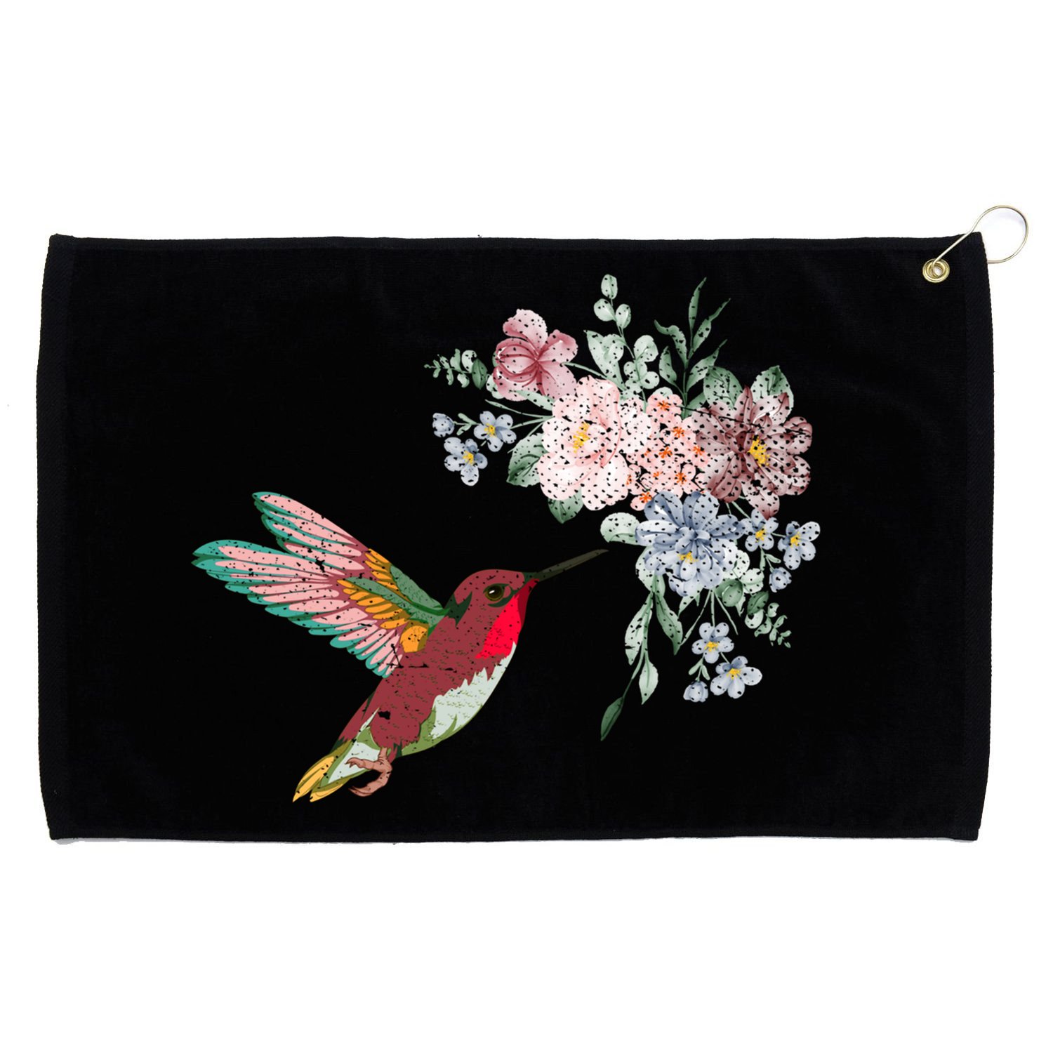 Flowers Hummingbird Lover Vintage Nature Hummingbird Gift Grommeted Golf Towel