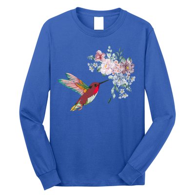 Flowers Hummingbird Lover Vintage Nature Hummingbird Gift Long Sleeve Shirt