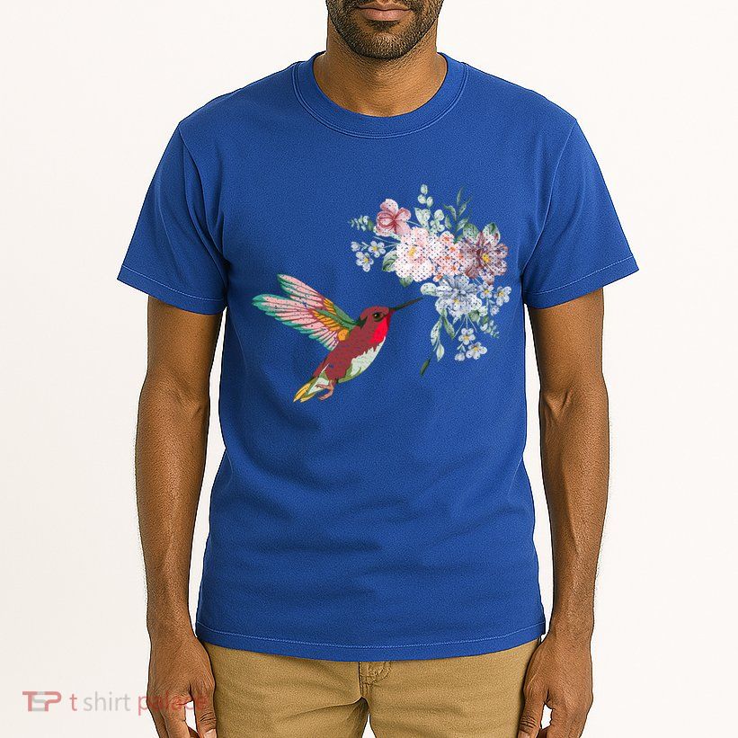 Flowers Hummingbird Lover Vintage Nature Hummingbird Gift Tall T-Shirt