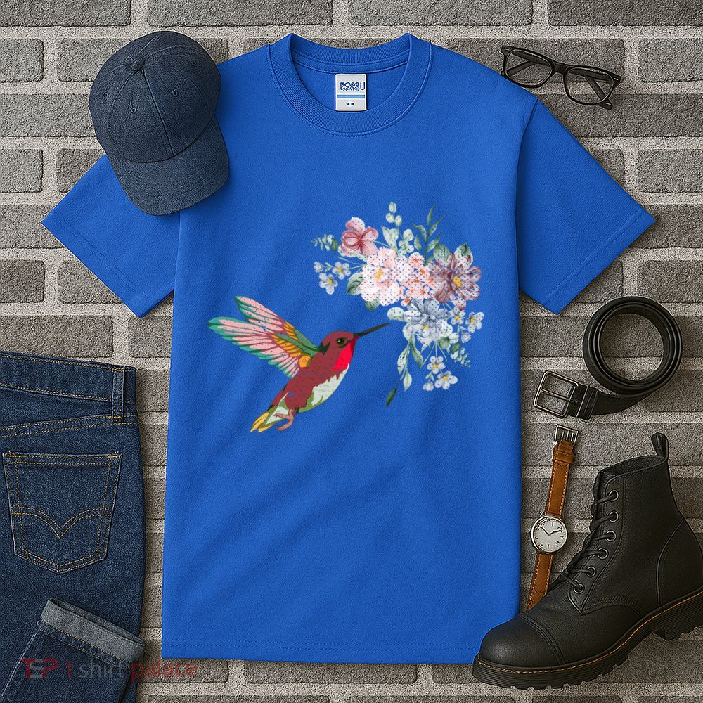 Flowers Hummingbird Lover Vintage Nature Hummingbird Gift Tall T-Shirt