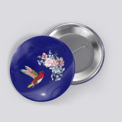 Flowers Hummingbird Lover Vintage Nature Hummingbird Gift Button