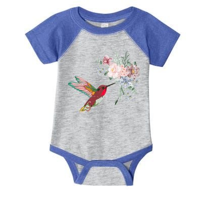 Flowers Hummingbird Lover Vintage Nature Hummingbird Gift Infant Baby Jersey Bodysuit