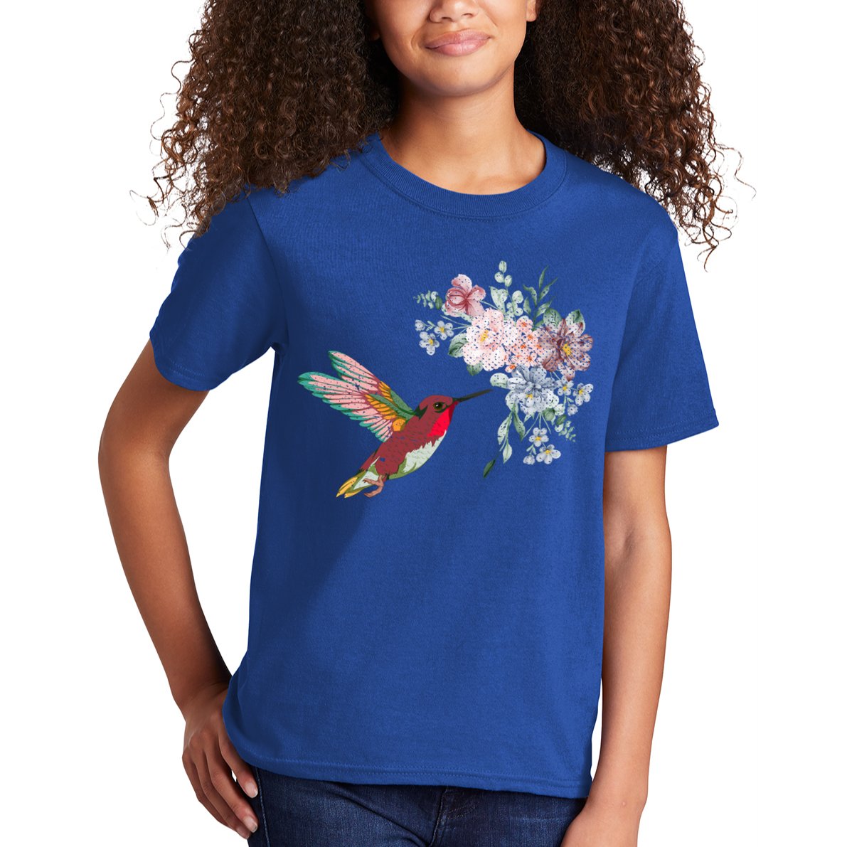 Flowers Hummingbird Lover Vintage Nature Hummingbird Gift Kids T-Shirt