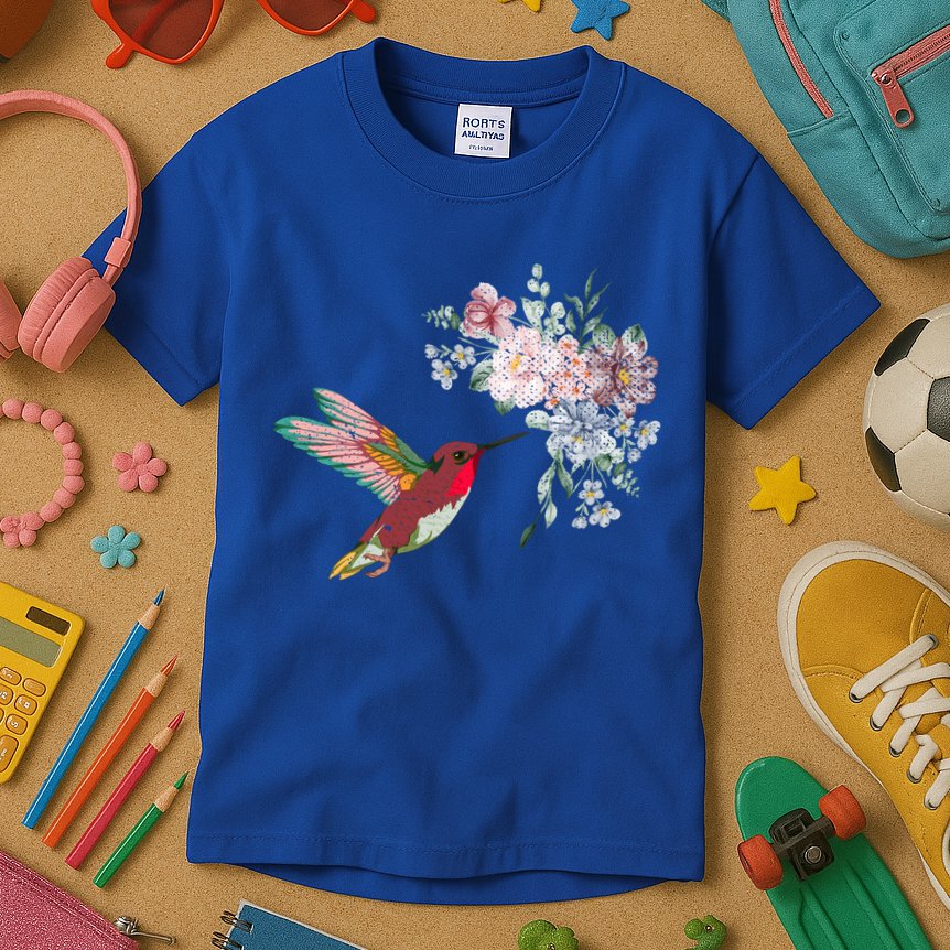 Flowers Hummingbird Lover Vintage Nature Hummingbird Gift Kids T-Shirt