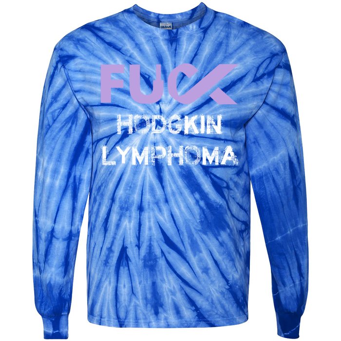 Fuck Hodgkin Lymphoma Cancer Awareness Funny Gift Tie-Dye Long Sleeve Shirt