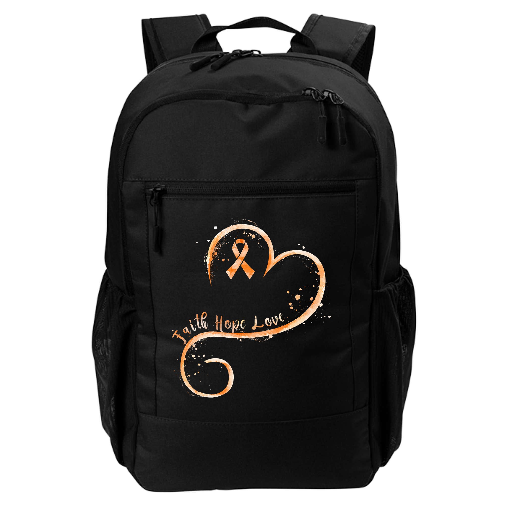 Faith Hope Love Orange Ribbon Leukemia Awareness Backpack