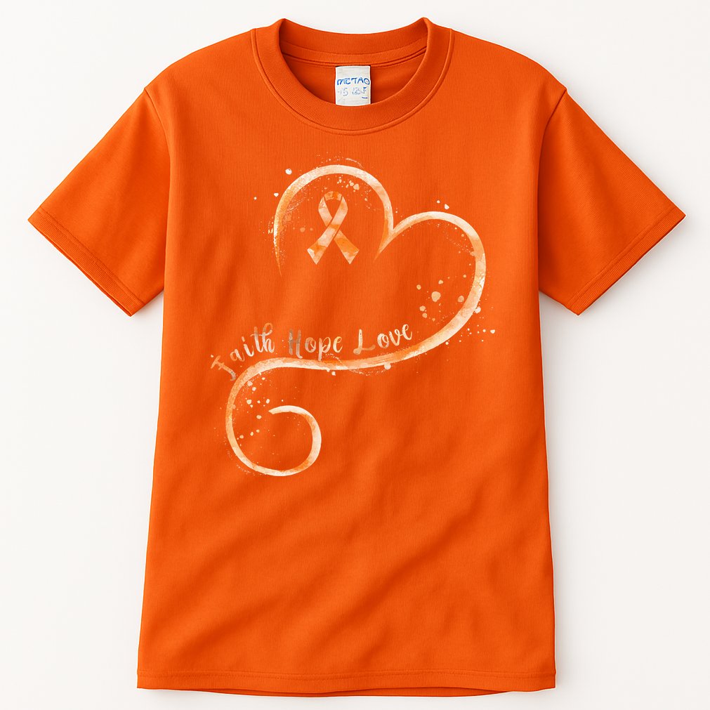 Faith Hope Love Orange Ribbon Leukemia Awareness Tall T-Shirt