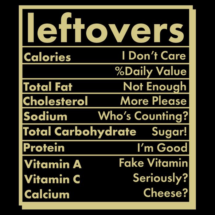 Funny Holiday Leftovers Nutrition Guide Magnet