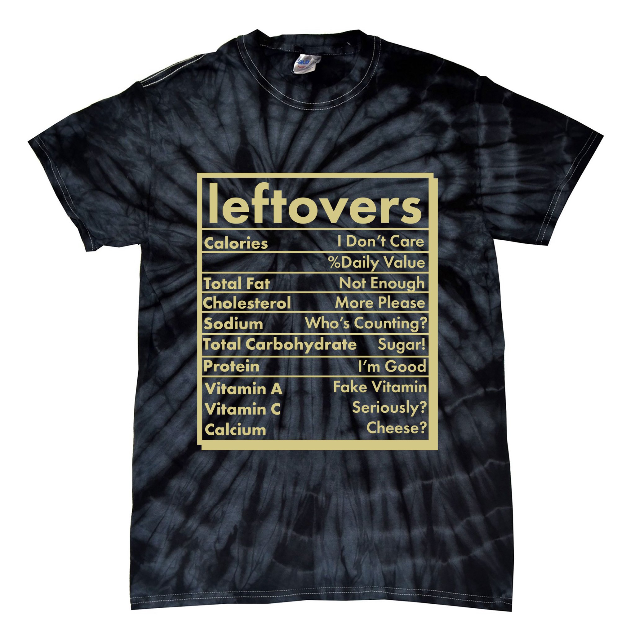 Funny Holiday Leftovers Nutrition Guide Tie-Dye T-Shirt