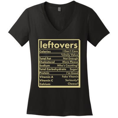 Funny Holiday Leftovers Nutrition Guide Women's V-Neck T-Shirt