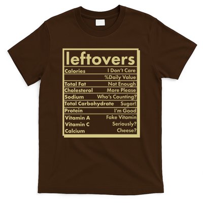 Funny Holiday Leftovers Nutrition Guide T-Shirt