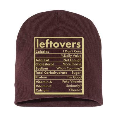 Funny Holiday Leftovers Nutrition Guide Short Acrylic Beanie