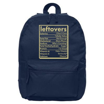 Funny Holiday Leftovers Nutrition Guide 16 in Basic Backpack