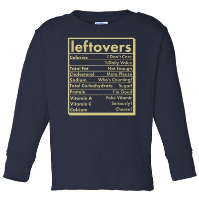 Funny Holiday Leftovers Nutrition Guide Toddler Long Sleeve Shirt