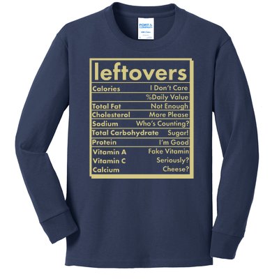 Funny Holiday Leftovers Nutrition Guide Kids Long Sleeve Shirt