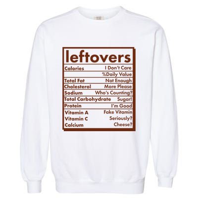 Funny Holiday Leftovers Nutrition Guide Garment-Dyed Sweatshirt